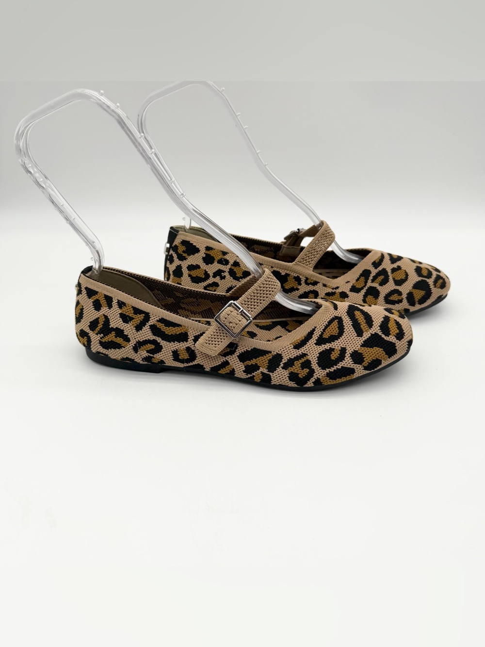 Steve Madden Richmond Animal Print Knit Mary Jane Flats Brown/Black Size 9.5 - Picture 4 of 8